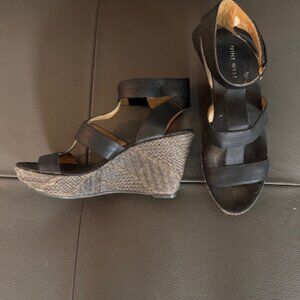Nine West Wedge Leather Espadrilles Sandals
